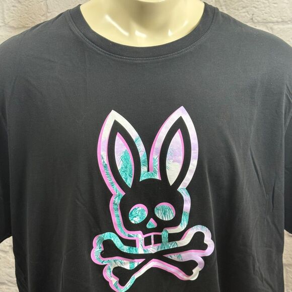 Psycho Bunny Graphic Rabbit Skull And Crossbones Men's 3XL T-Shirt Palm Trees - Picture 2 of 7
